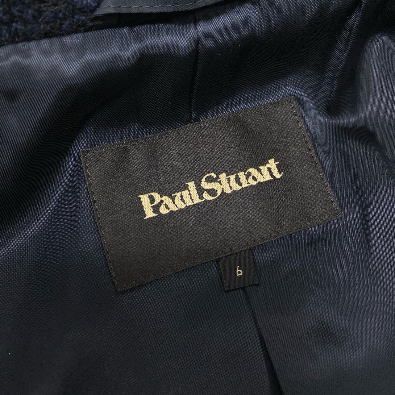 36k28 Paul Stuart ポールスチュアート スタンドカラーコート ツイードコート ロング ウールブレンド レディース 女性用 6 ネイビー ブラックu02t