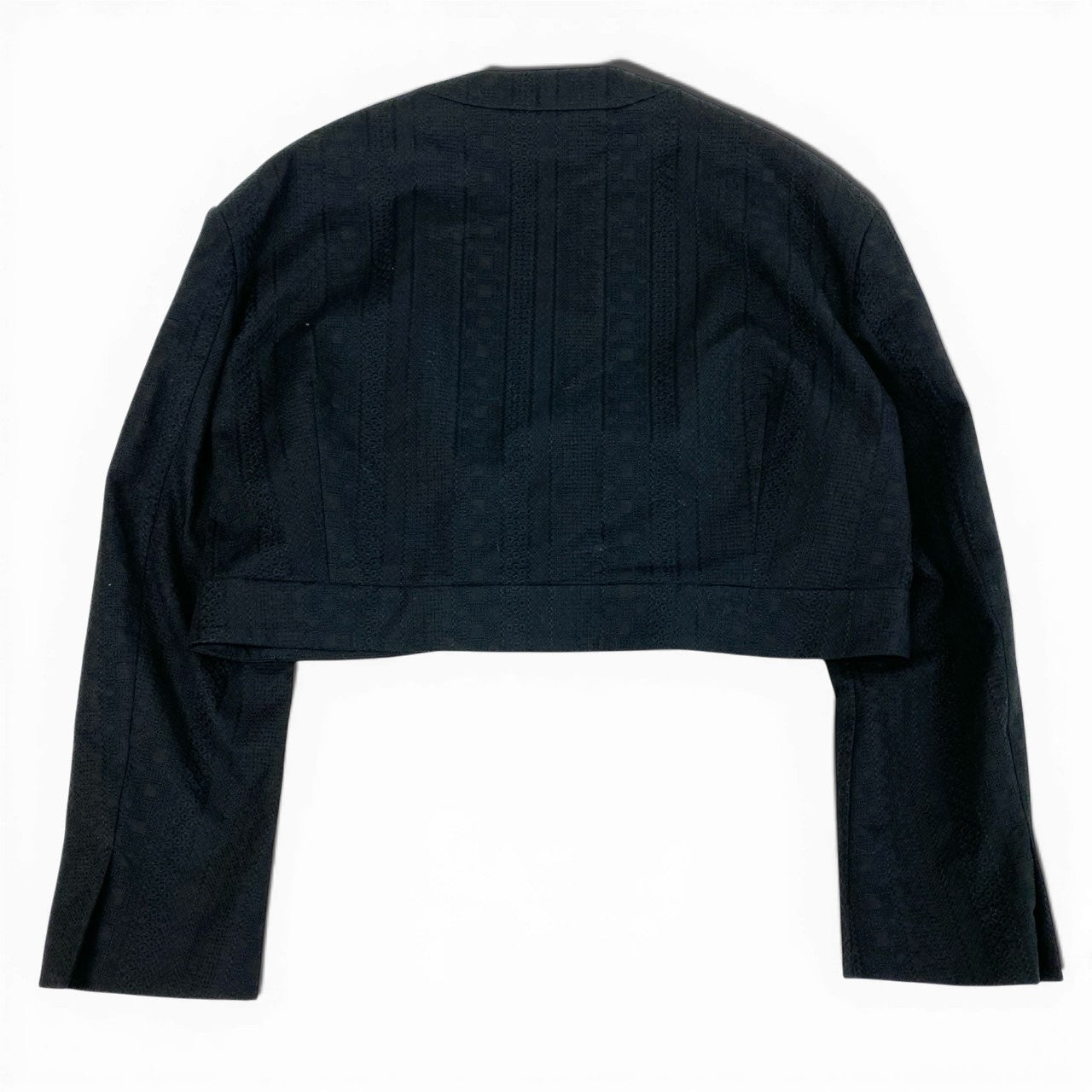 46a30 【未使用保管品】 タグ付 SEEALL シーオール 24ss SHORT SCALE JACKET ノーカラー ショート丈 ジャケット SAW43 JK101 38 Mサイズ相当 ブラック レディースo07t