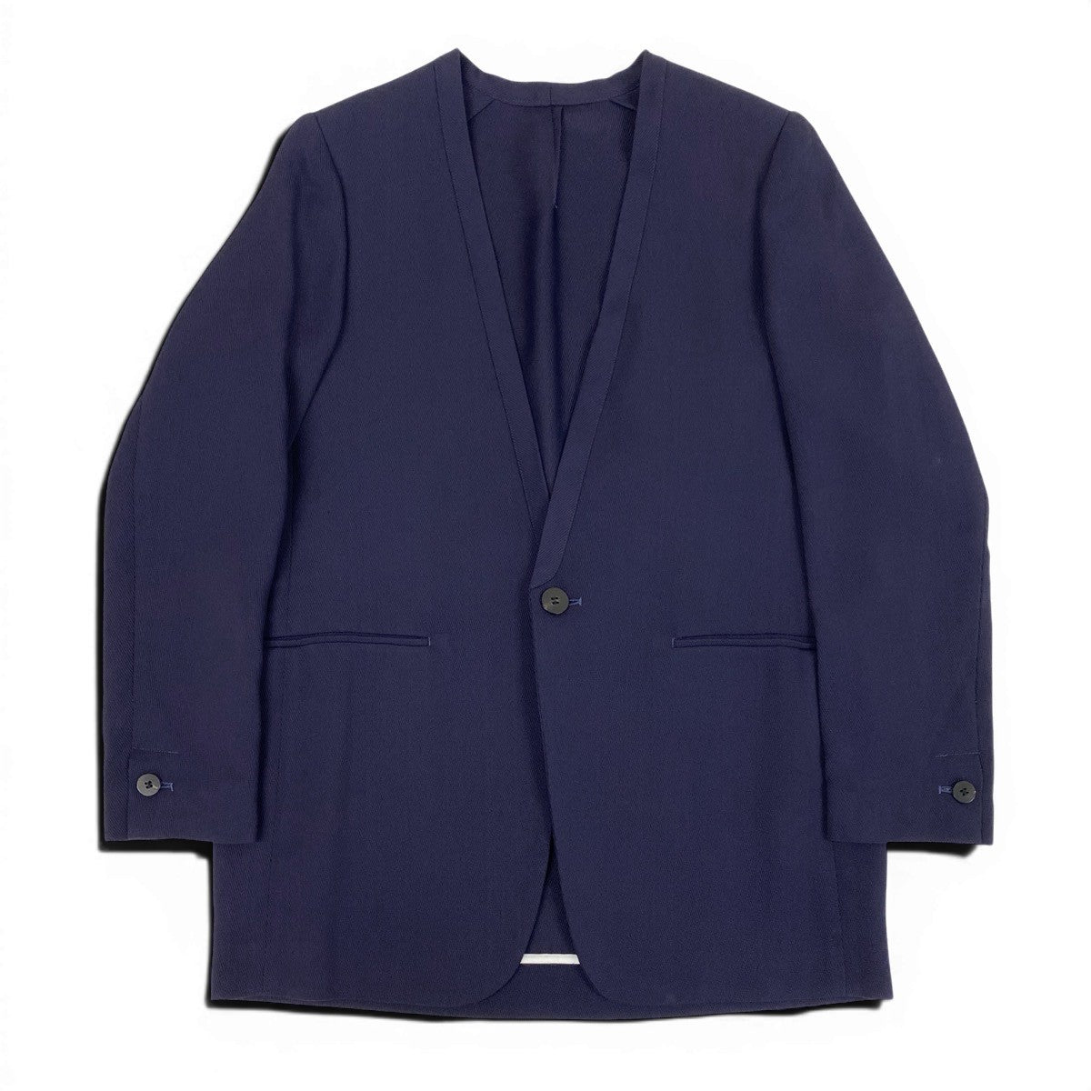 84e29【美品】 OVERCOAT オーバーコート 23ss Collerless Single Breasted Jacket カラーレス シングルジャケット S23J014-DWT 00 ネイビー メンズ 紳士服u02t