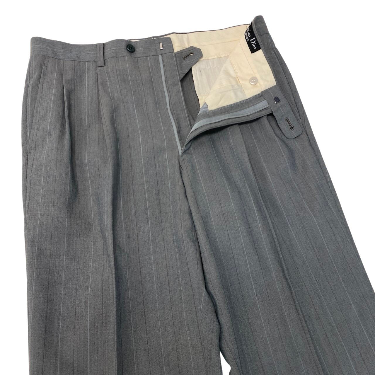 68g4 Christian Dior MONSIEUR クリスチャンディオール セットアップ シングルスーツ ストライプ柄 サイズAB6 グレー ウール100％ メンズ 紳士服o07t