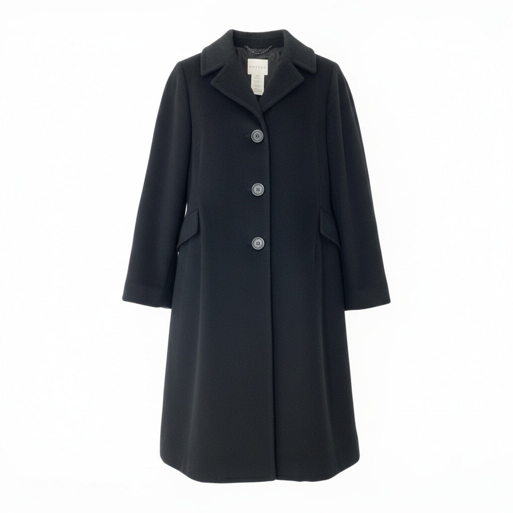 11b6【美品】 Vintage CELINE セリーヌ ロングチェスターコート ウールコート アウター 40サイズ ブラック ウール100％ レディース 女性用u02t