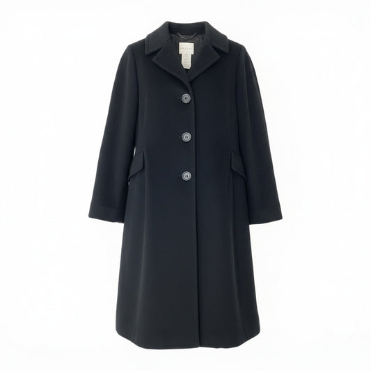 11b6【美品】 Vintage CELINE セリーヌ ロングチェスターコート ウールコート アウター 40サイズ ブラック ウール100％ レディース 女性用u02t