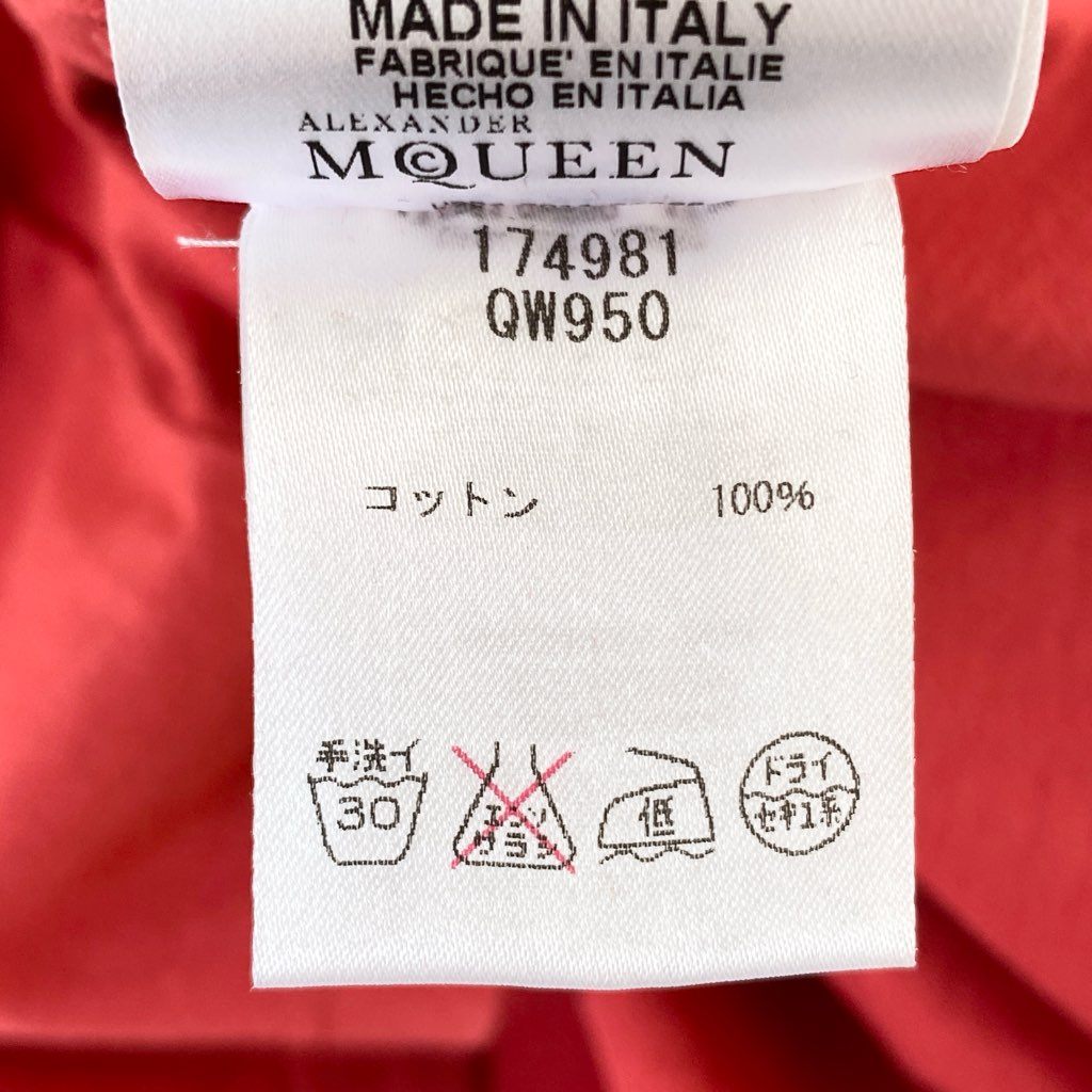 12e23 イタリア製 Alexander McQueen アレキサンダーマックイーン Tシャツ カットソー スカルプリント 174981  レッド コットン