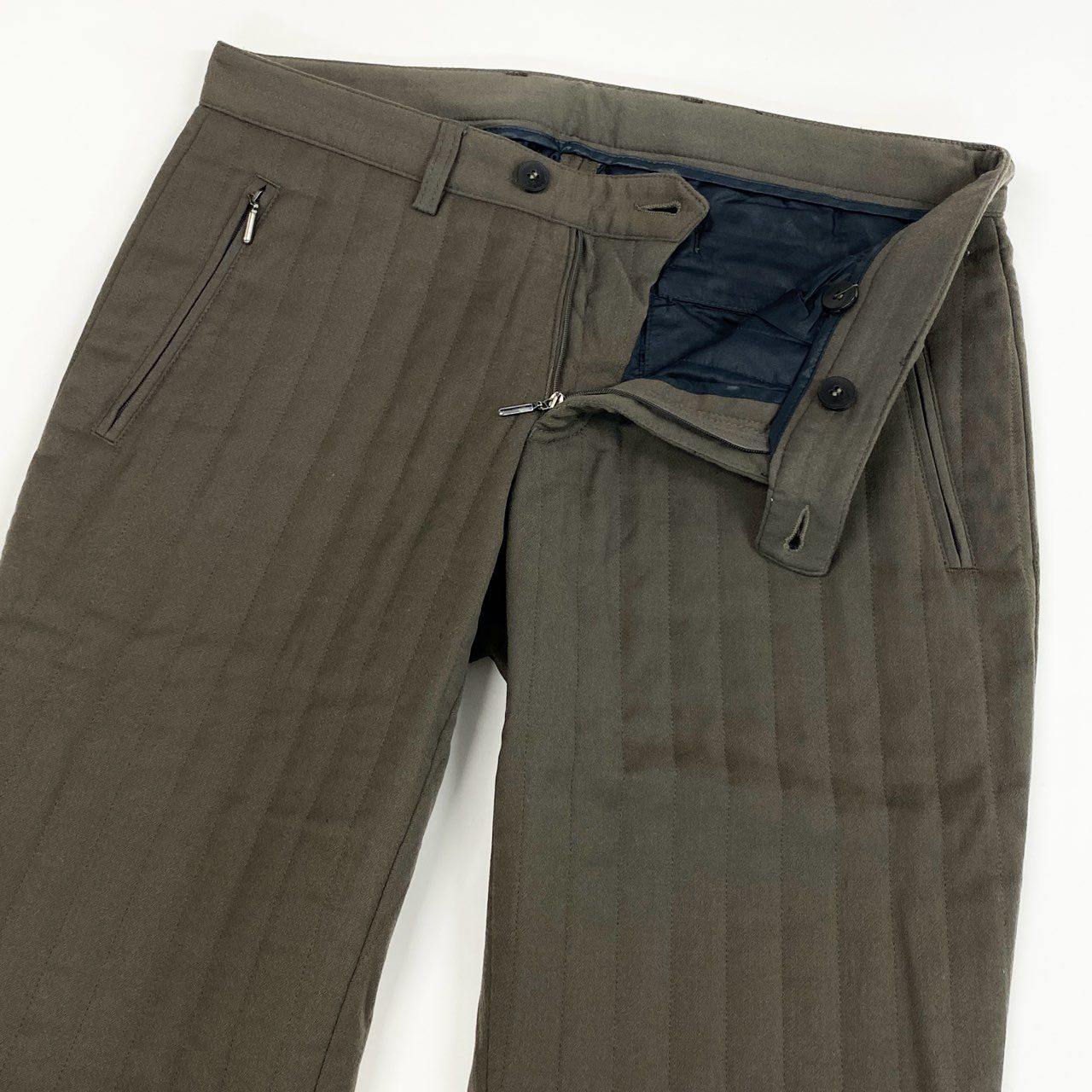 67j6 EMIRIO ARMANI エンポリオアルマーニ イタリア製 2007年 00`s TECNO LINE キルティングパンツ 中綿 スラックスパンツ ボトムス 50 カーキu02t