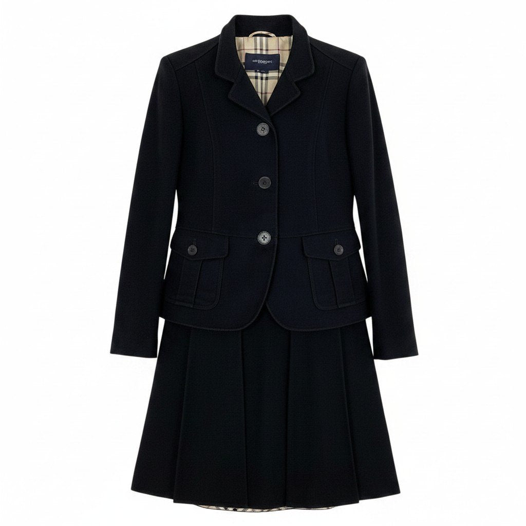 24e14 BURBERRY LONDON バーバリー ノバチェック セットアップ サイズ40 / 38 ブラック ジャケット スカート 日本製t18r