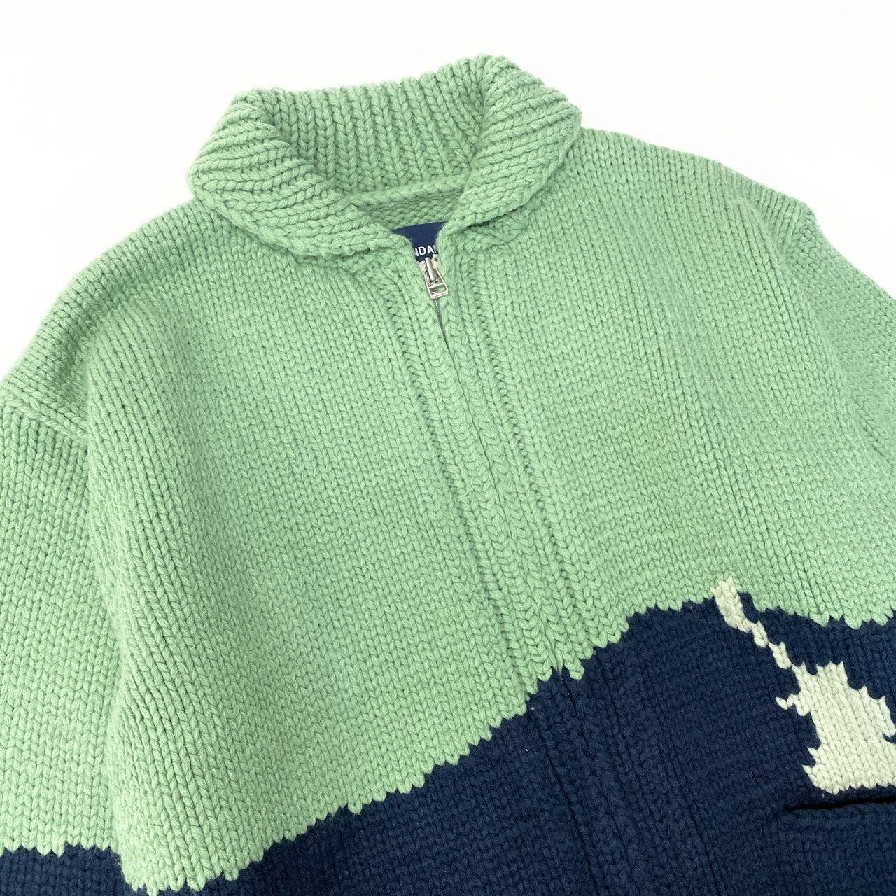 36c10 DESCENDANT ディセンダント 24AW COWICHAN SWEATER カウチンセーター ニットセーター 2サイズ グリーン ネイビー アクリル100％ メンズ 男性用o07t