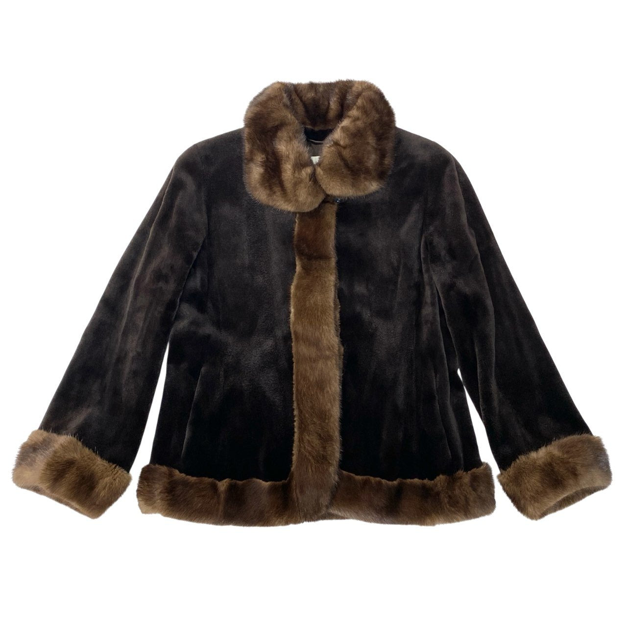 59a15 Altima アルティマ ミンクファー コート サイズ9～11 ブラウン 本毛皮 希少デザイン Mink Fur Coatt18r