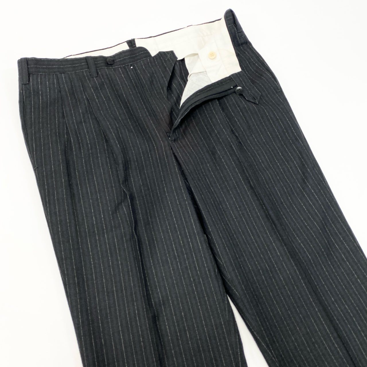 51Ⅼ2 Cesare Attolini チェザーレアットリーニ シングルスーツ セットアップ ストライプスーツ タイユアタイ 50 7R グレー系 ウール メンズ tie your tieu02t