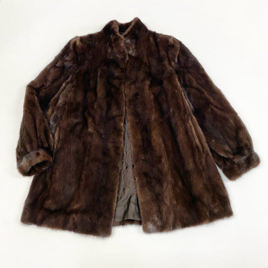 26j24 TAKASHIMAYA タカシマヤ 最高級毛皮 デミバフミンク ミンクコート 毛皮コート セミロングコート サイズ13-15 ブラウン ミンクファー レディース 裏地花柄刺繍u02t