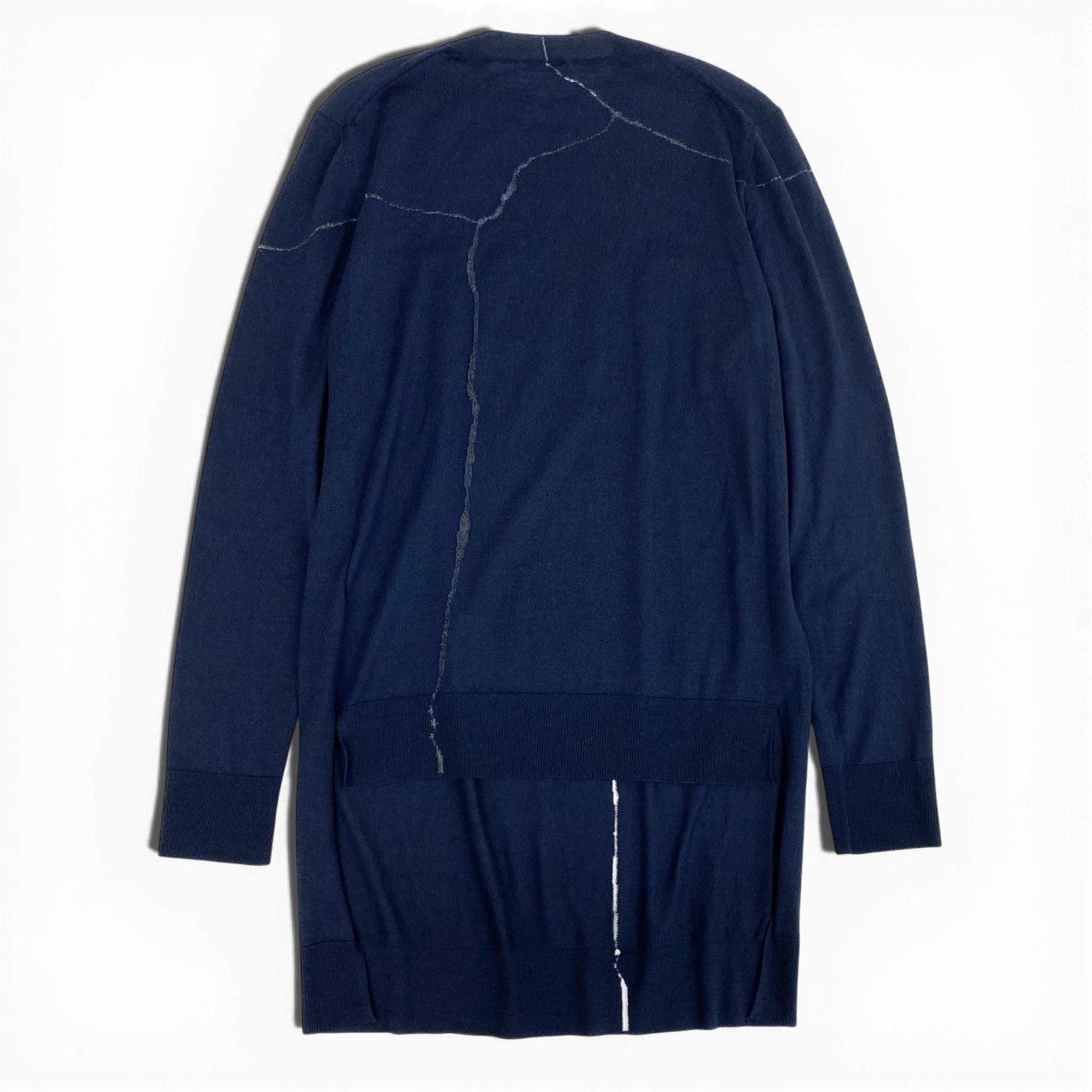 55L23 DIOR HOMME ディオール オム 20年製 Crack Embroidery Logo Knit 薄手変形ニットセーター トップス 023M654AT090 XSサイズ ネイビー メンズo07t