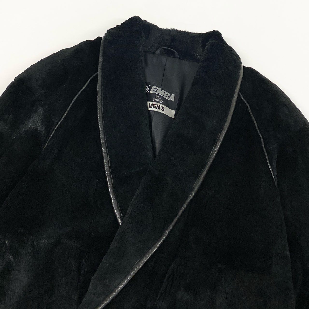 73b20 EMBA MEN’S エンバ メンズ シェアードファー ダブルコート サイズF ブラック 本毛皮 Double Fur Coatt18r