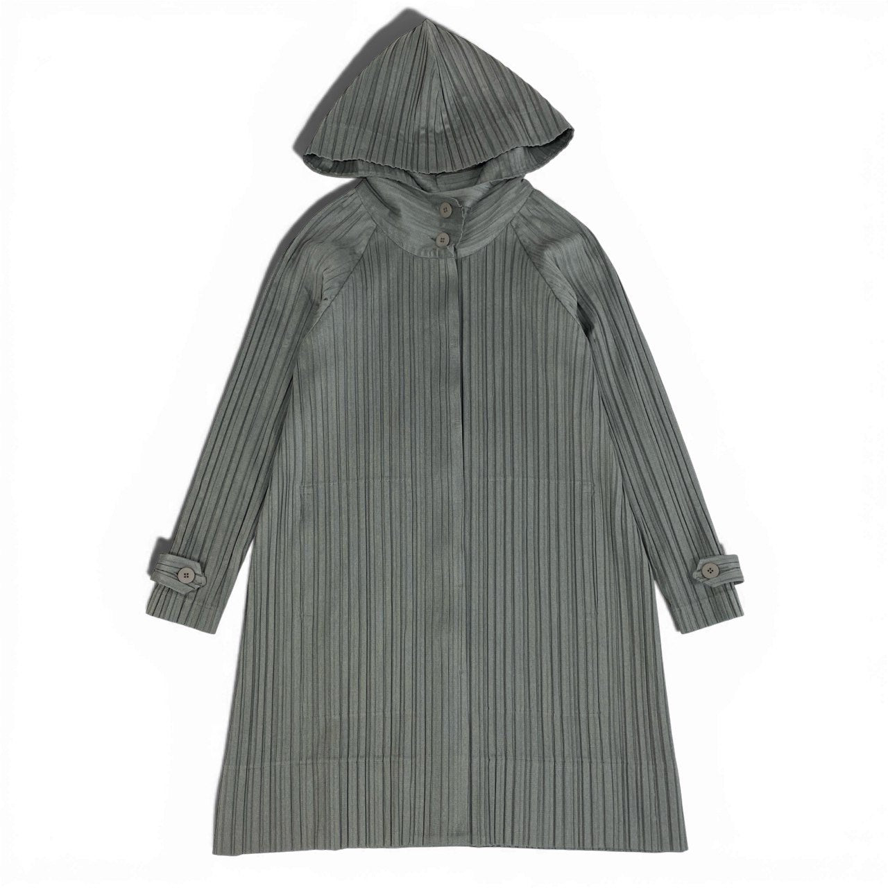 Aa13 PLEATS PLEAS プリーツプリーズ プリーツジャケット ロングジャケット フーディー レディース 女性用 PP63-JA542 サイズ2 グレーo07t