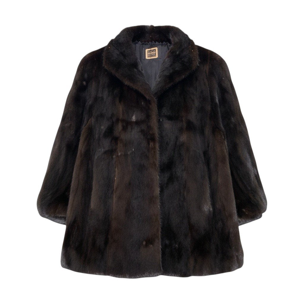 76i24 SAGA MINK サガミンク 金サガ ダークミンク ファーコート サイズ3 ダークブラウン 本毛皮 Dark Mink Fur Coat リアルファーt18r