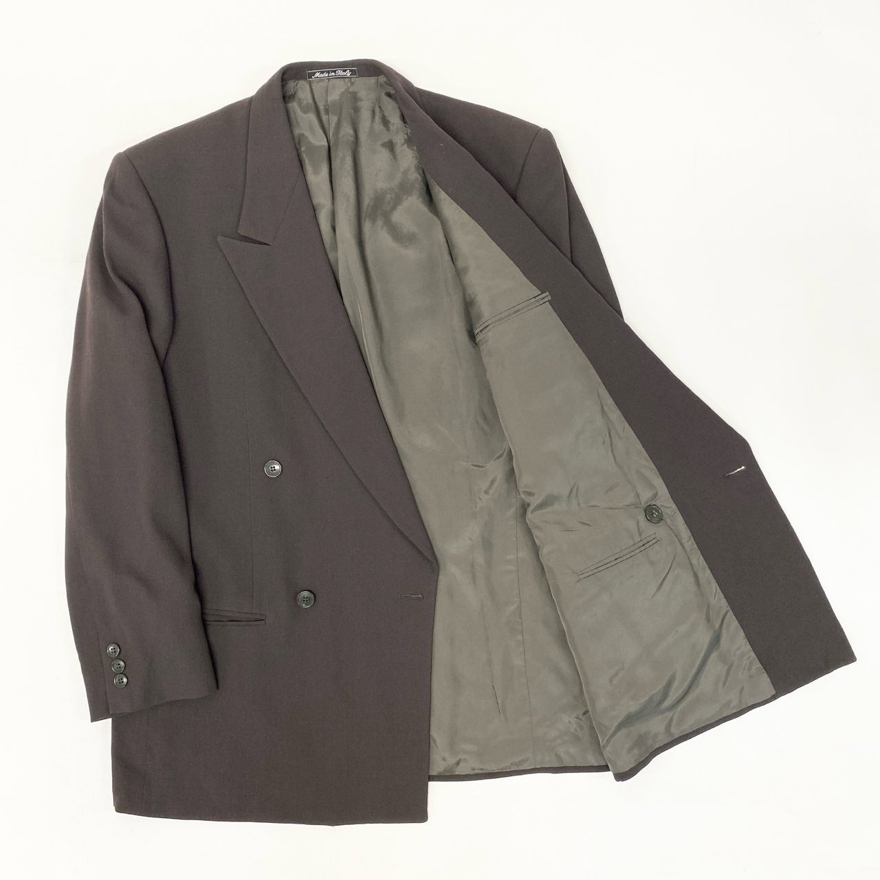 6k1 GIORGIO ARMANI LE COLLEZIONI ジョルジオアルマーニ イタリア製 テーラードジャケット ダブルブレスト ウールブレンド フォーマル メンズ 紳士服 40 ブラウンo07t