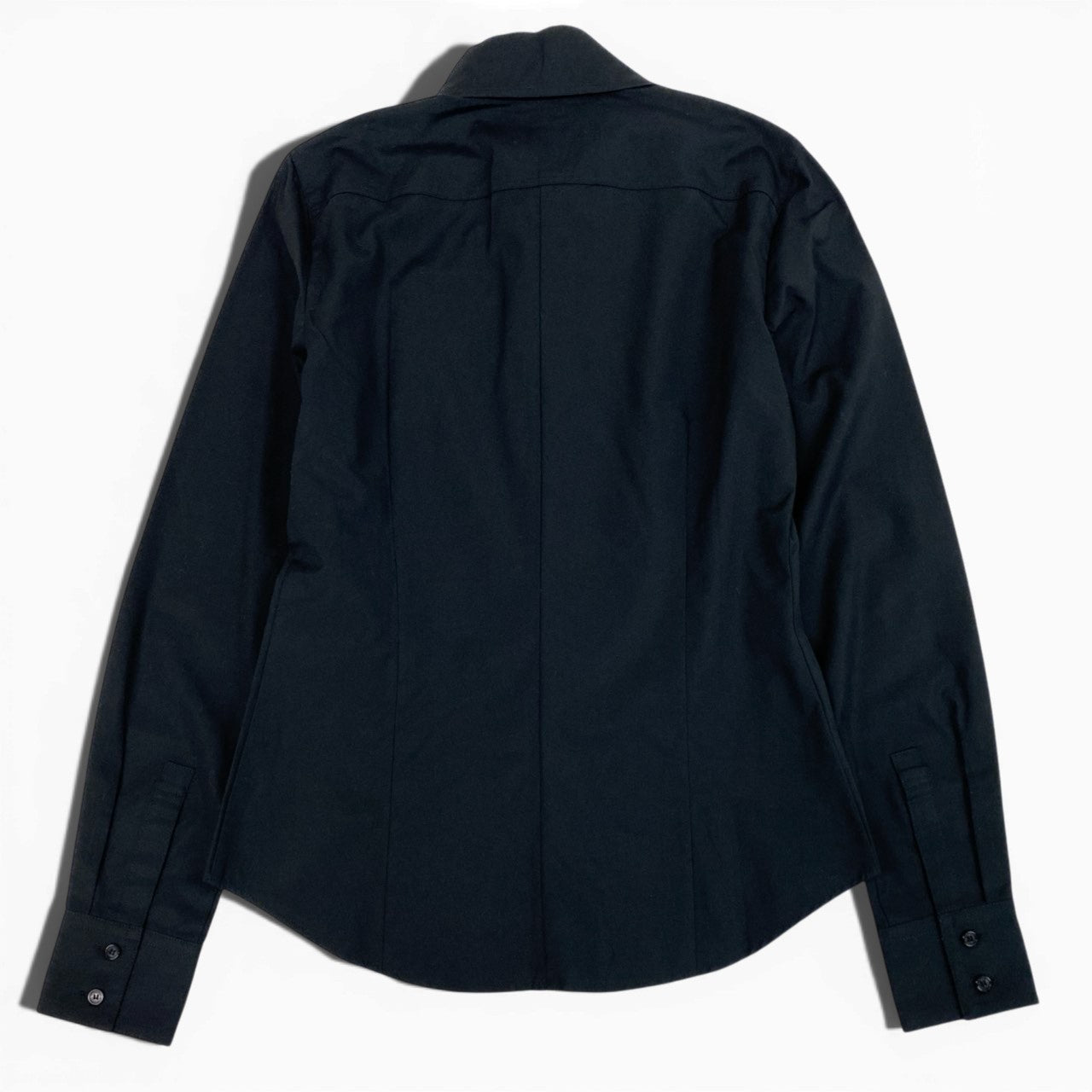 Ib26 《タグ付き》 BURBERRY  BLUE LABEL バーバリーブルーレーベル ホースロゴ刺繍 長袖ブラウス シャツ 38 ブラック コットン レディースu02t