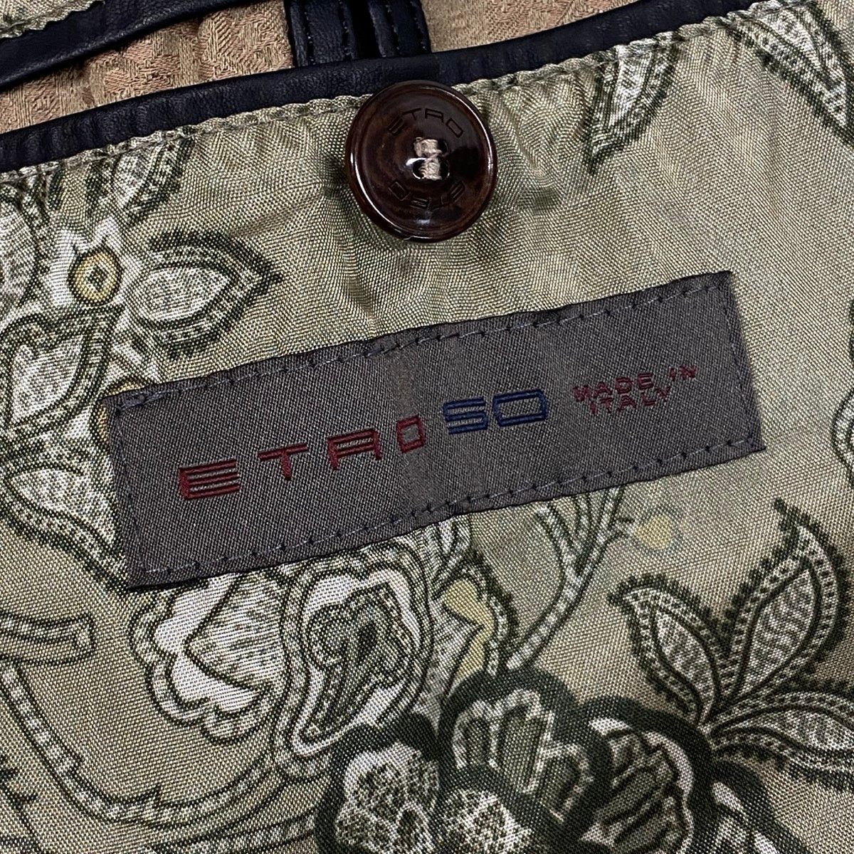 4g2 ETRO エトロ ペイズリー柄 ステンカラーコート 比翼ボタン サイズ50 ベージュ メンズ 紳士服u02t