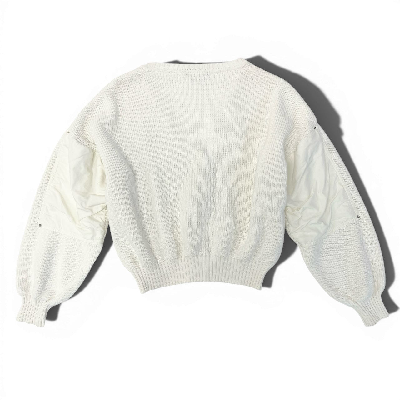 9a27 〇 Christian Dior クリスチャンディオール Vintage CDロゴ エルボーパッチ付 ニットカーディガン 短丈 サイズM ホワイト MA-1風t18r