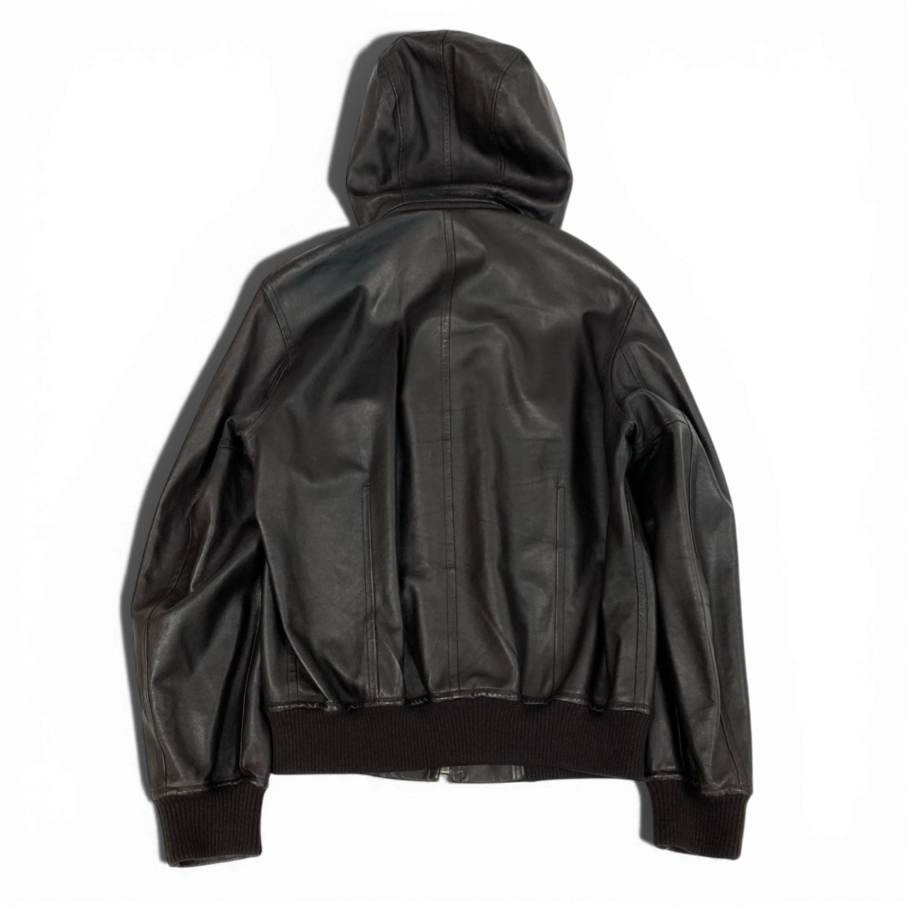 38b9 《美品》 LOUIS VUITTON ルイヴィトン レザージャケット ライダース 裏地ダミエ フード取外し可 50 ブラウン ラムレザー メンズk02i