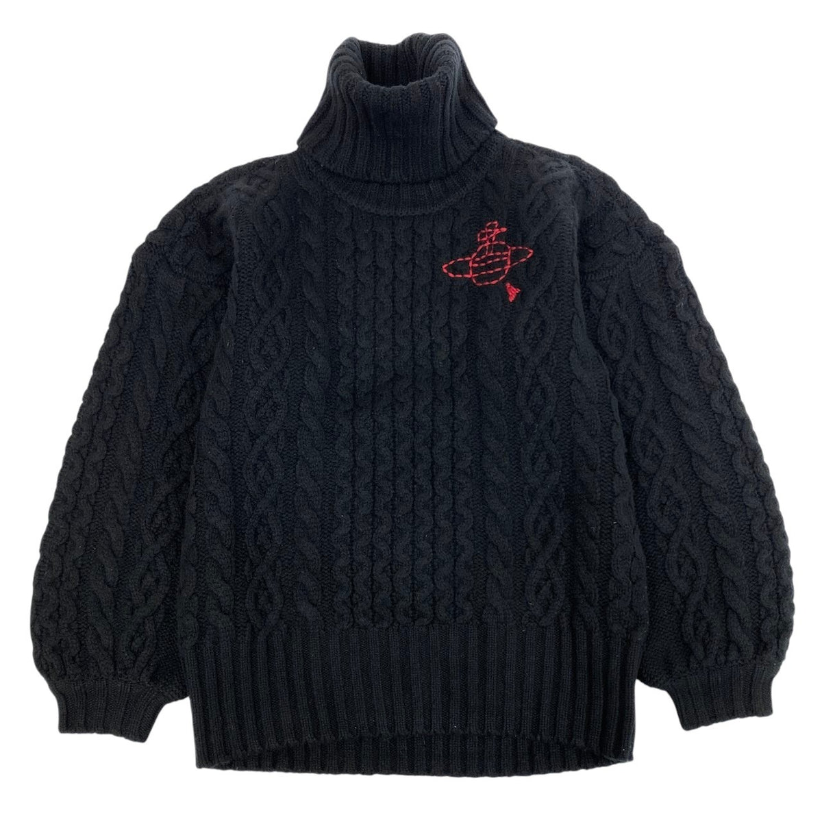 i20 Vivienne Westwood RED LABEL ハイネックニットセーター オーブ刺繍 00サイズ ブラック ウール100％ レディース 女性用u02t