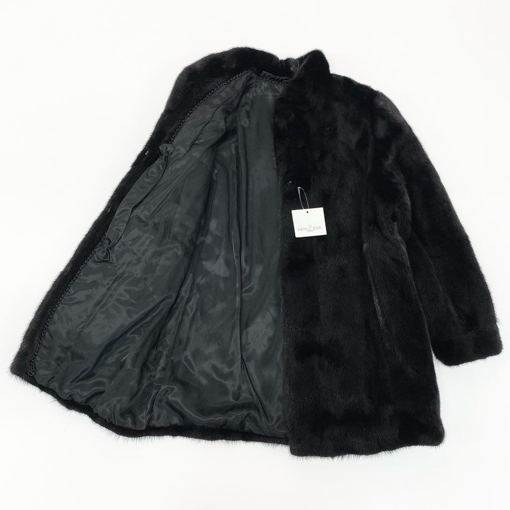 16l27 AMERICAN FUR AWARDS アメリカンファーアワード 4つ星 ダークミンク ファーコート サイズF ブラック 最高級本毛皮 タグ付t18r