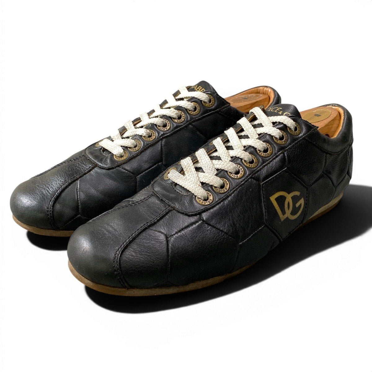 1g8 DOLCE&GABBANA ドルチェアンドガッパーナ サッカーボール DGロゴ ローカットスニーカー シューズ CA0194 ブラック レザー メンズ 男性用o07t