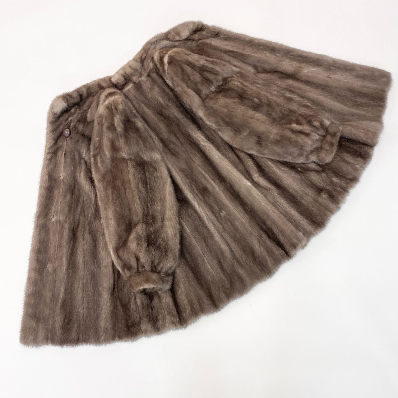 59a15 Nakamura Fur ブルーアイリス ミンクファーコート サイズF グレージュ 本毛皮 Mink Fur Coat ポケット有t18r