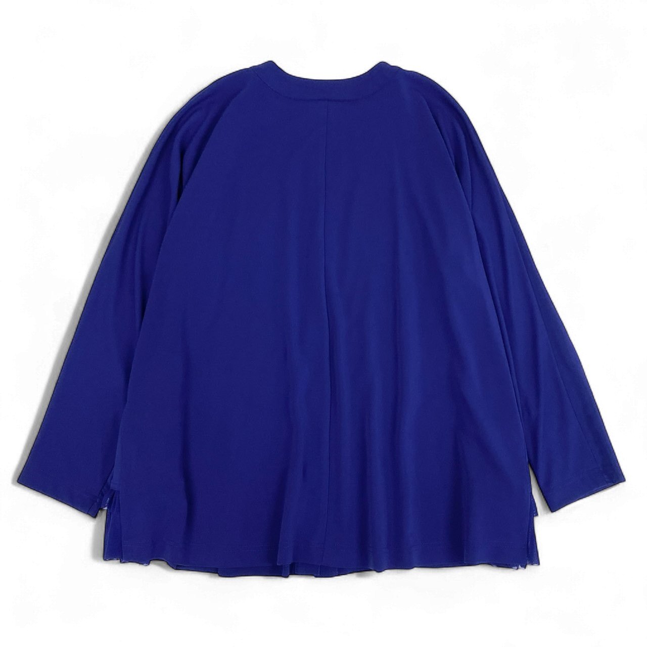 2k19《美品》 TOKUKO 1er VOL トクコプルミエヴォル 長袖シャツ ブラウス 裾シアー切替 Aライン 身幅ゆったり 9 ブルー レディースu02t