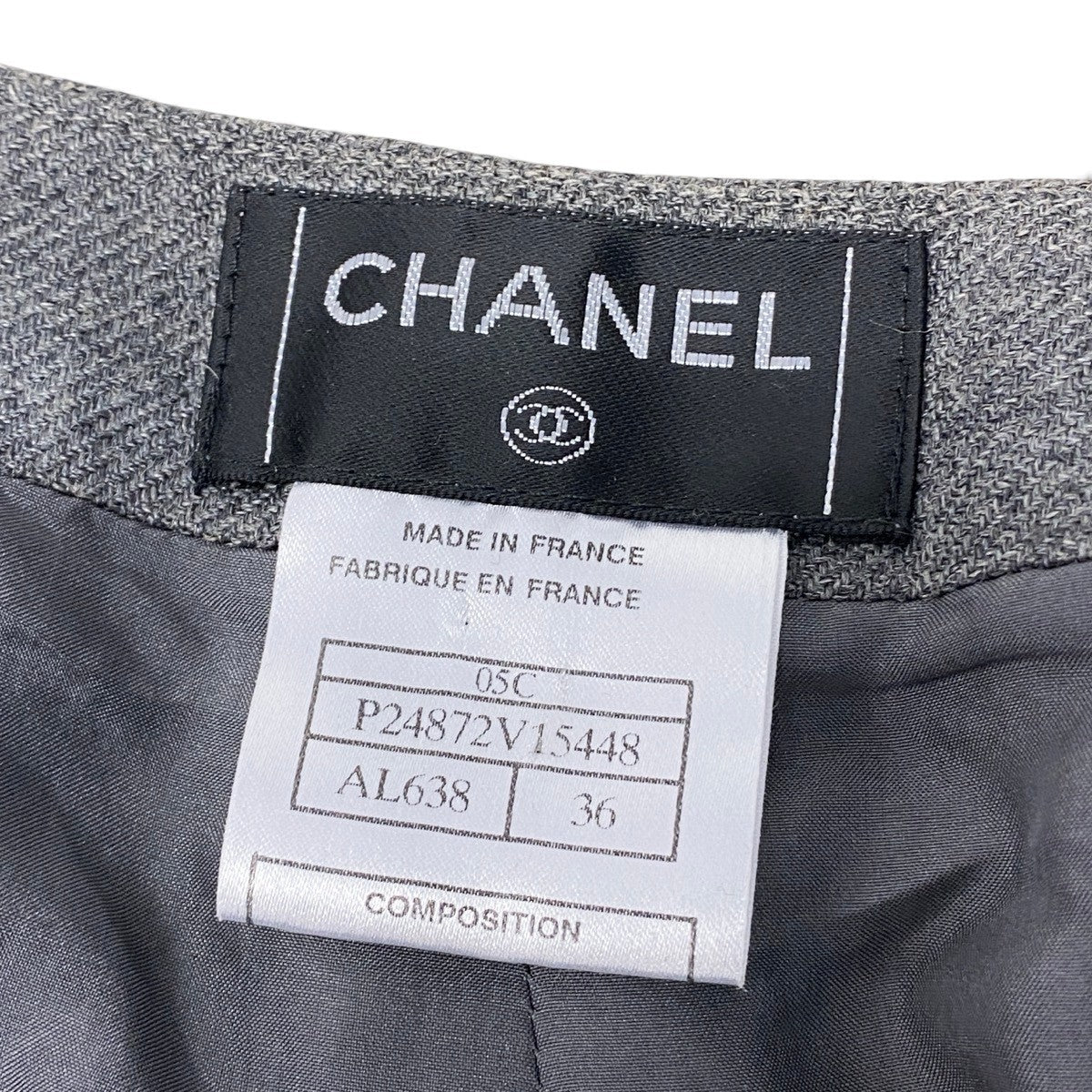 i27 【美品】CHANEL 2005年 カシミヤパンツ スラックス ボトム 36サイズ グレー レディース 女性用u02t