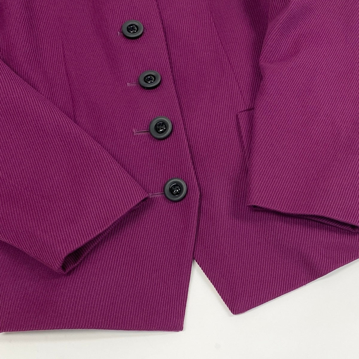 65f2 YVES SAINT LAURENT イヴサンローラン スタンドカラー ウールジャケット フォーマル サイズ36 パープル レディース 女性服o07t