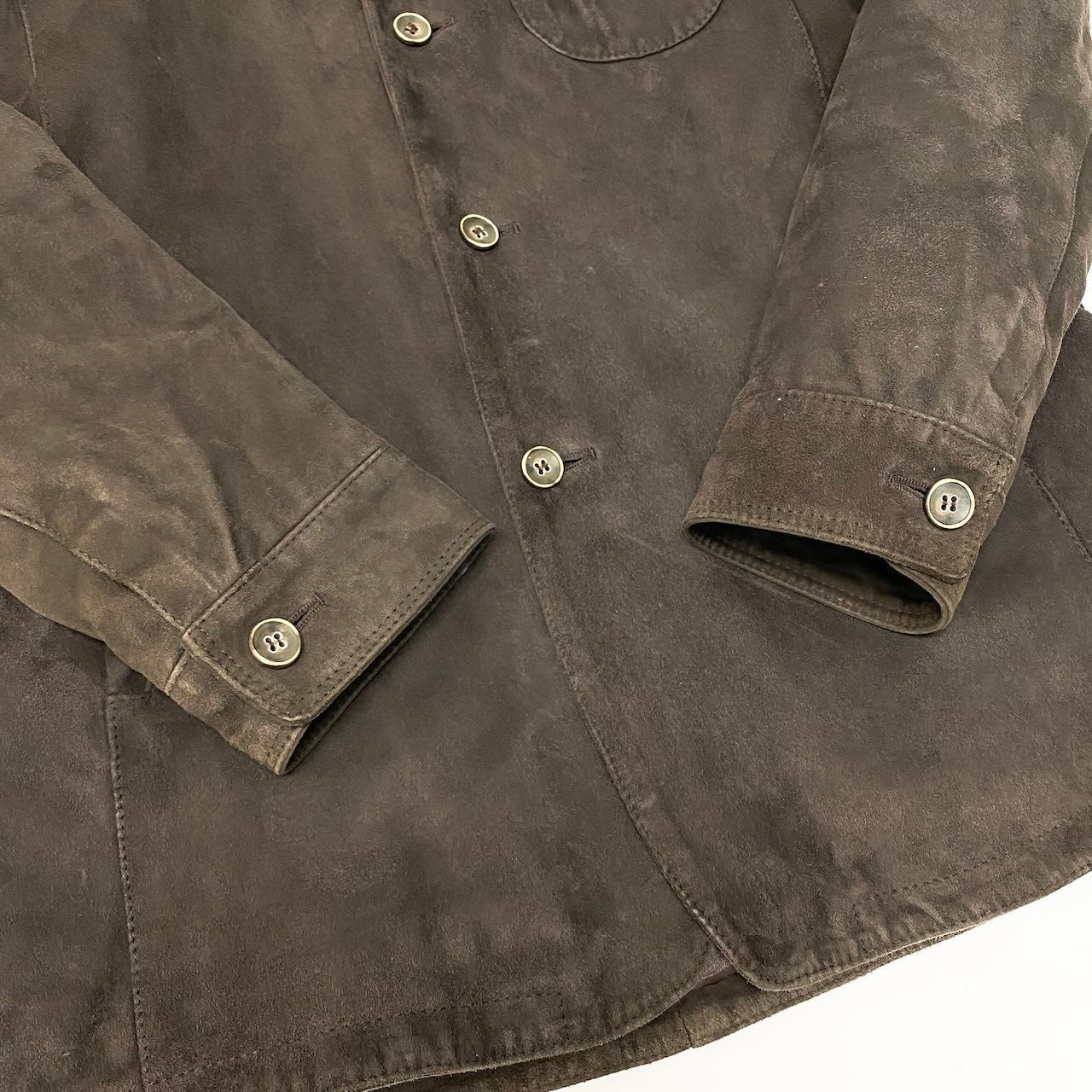 83c27 EMMETI エンメティ スウェードジャケット レザージャケット PARIDE アウター イタリア製 46サイズ ブラウン 山羊革 メンズ 男性用o07t