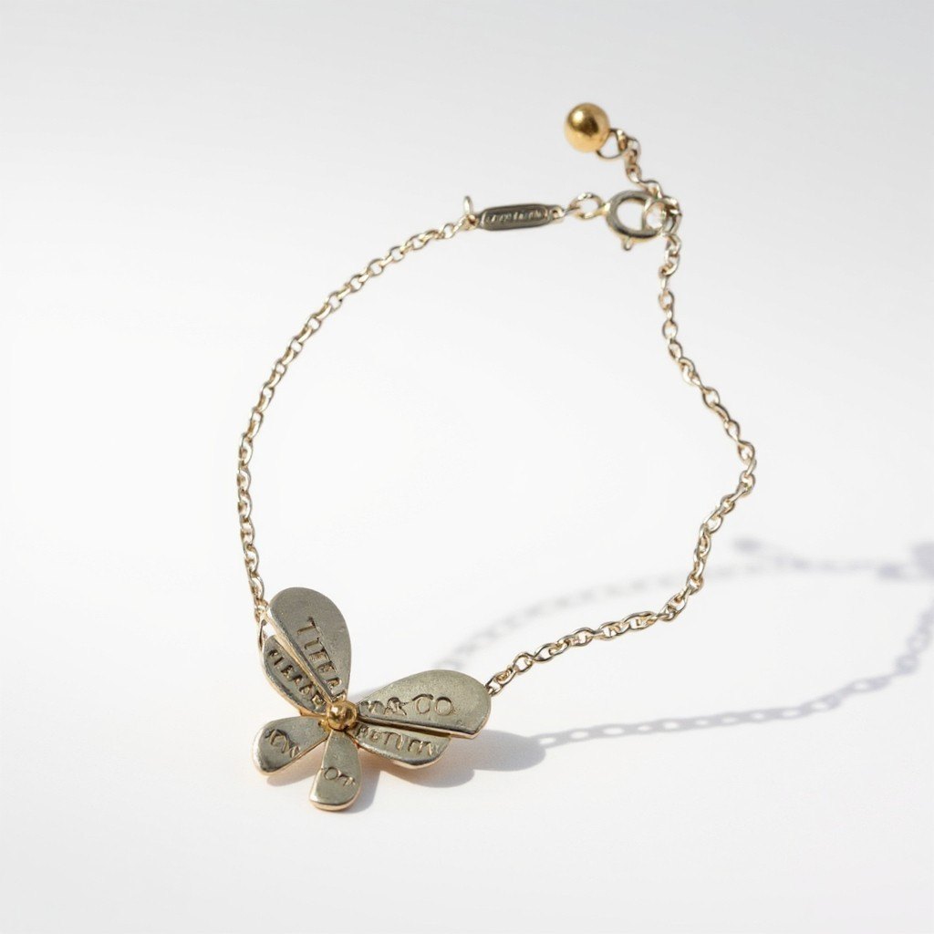 b2 TIFFANY＆Co ティファニー 925 × K18 Love Bugs バタフライ ブレスレット シルバー ゴールド Ag925 Au750 リターントゥt18r