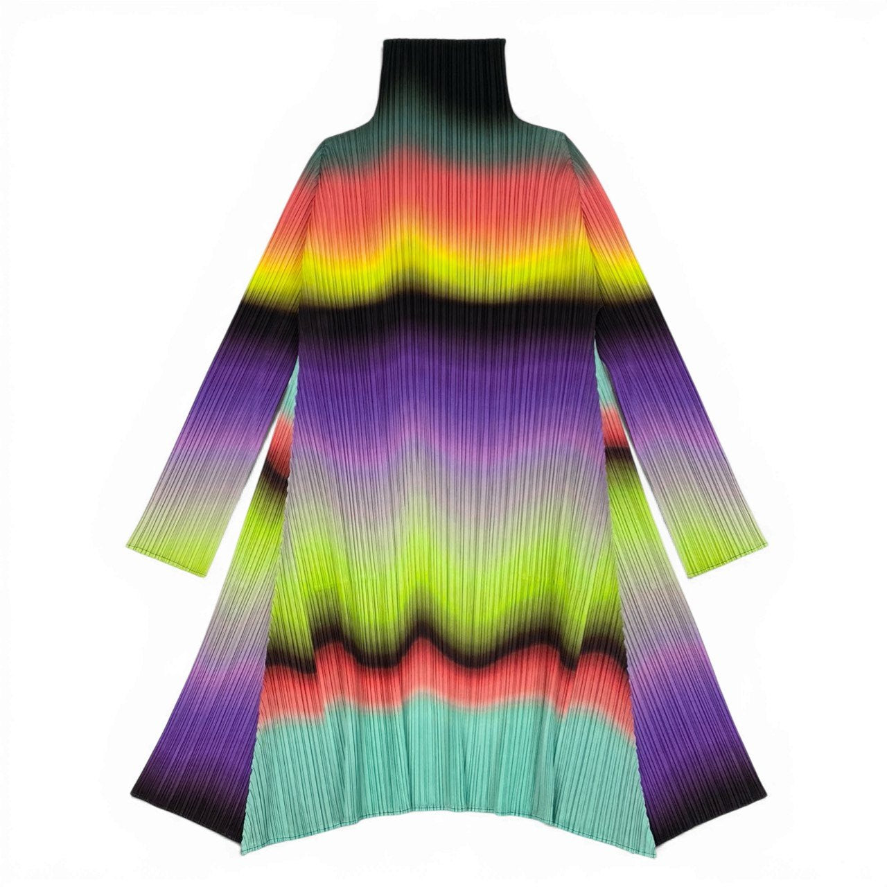 50b9 【美品】PLEATS PLEASE プリーツプリーズ オーロラグラデーション ハイネックチュニックワンピース Aurora Gradation PP23-JT736 3サイズ マルチカラー ポリエステル100％ レディース 女性用k02i