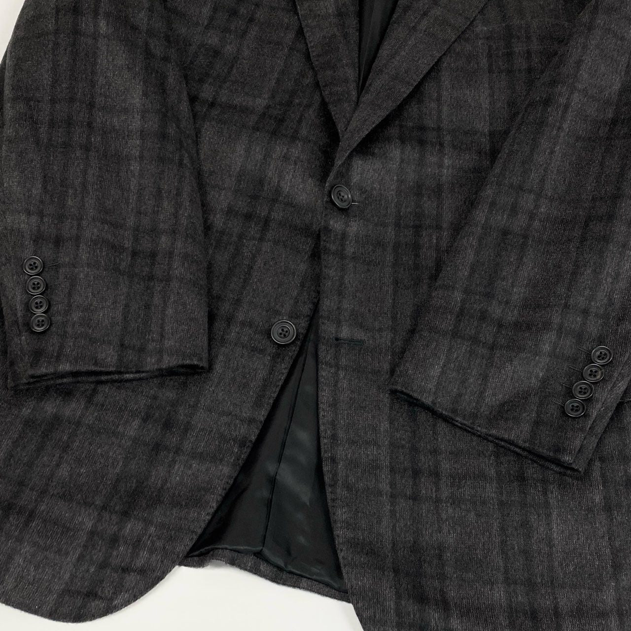 50a19 Aquascutum LONDON アクアスキュータム テーラードジャケット カシミヤジャケット チェック柄  メンズ 紳士服 サイズ105 3L グレー系 カシミア100％u02t