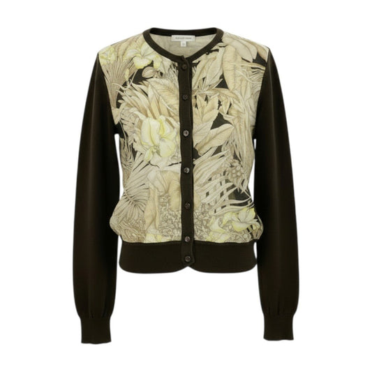 31b12 Salvatore Ferragamo サルヴァトーレフェラガモ アンサンブル 長袖カーディガン ノースリーブニット Sサイズ ブラウン コットン シルク レディース 女性用u02t