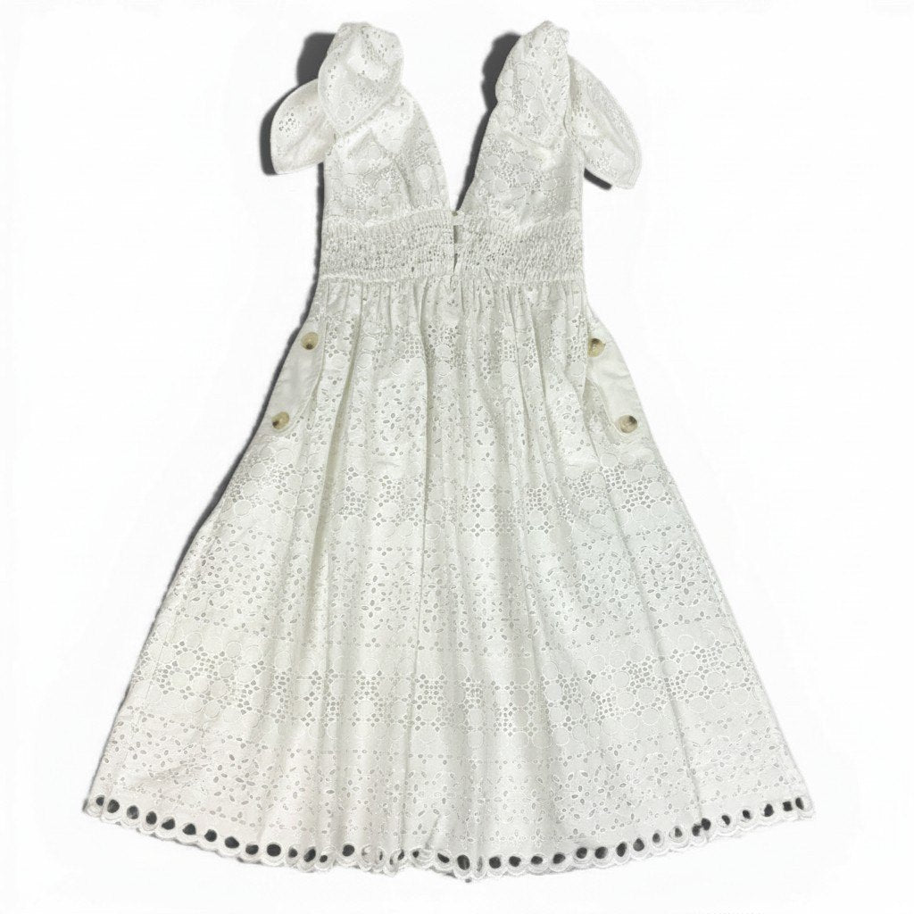 75b27 《美品》 self-portrait セルフポートレイト エンブロイダリー ドレスワンピース ノースリーブワンピース UK6 ホワイト レディースu02t