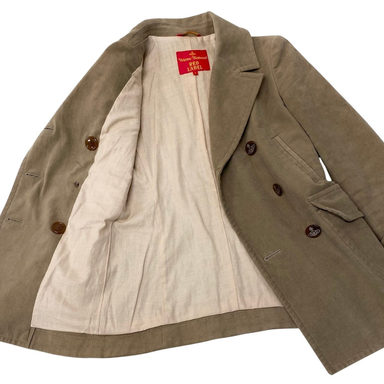 Ig6 Vivienne WestWood Red Label ベロアジャケット オーブボタン 357-01-63007 1サイズ ベージュ レディース 女性用u02t