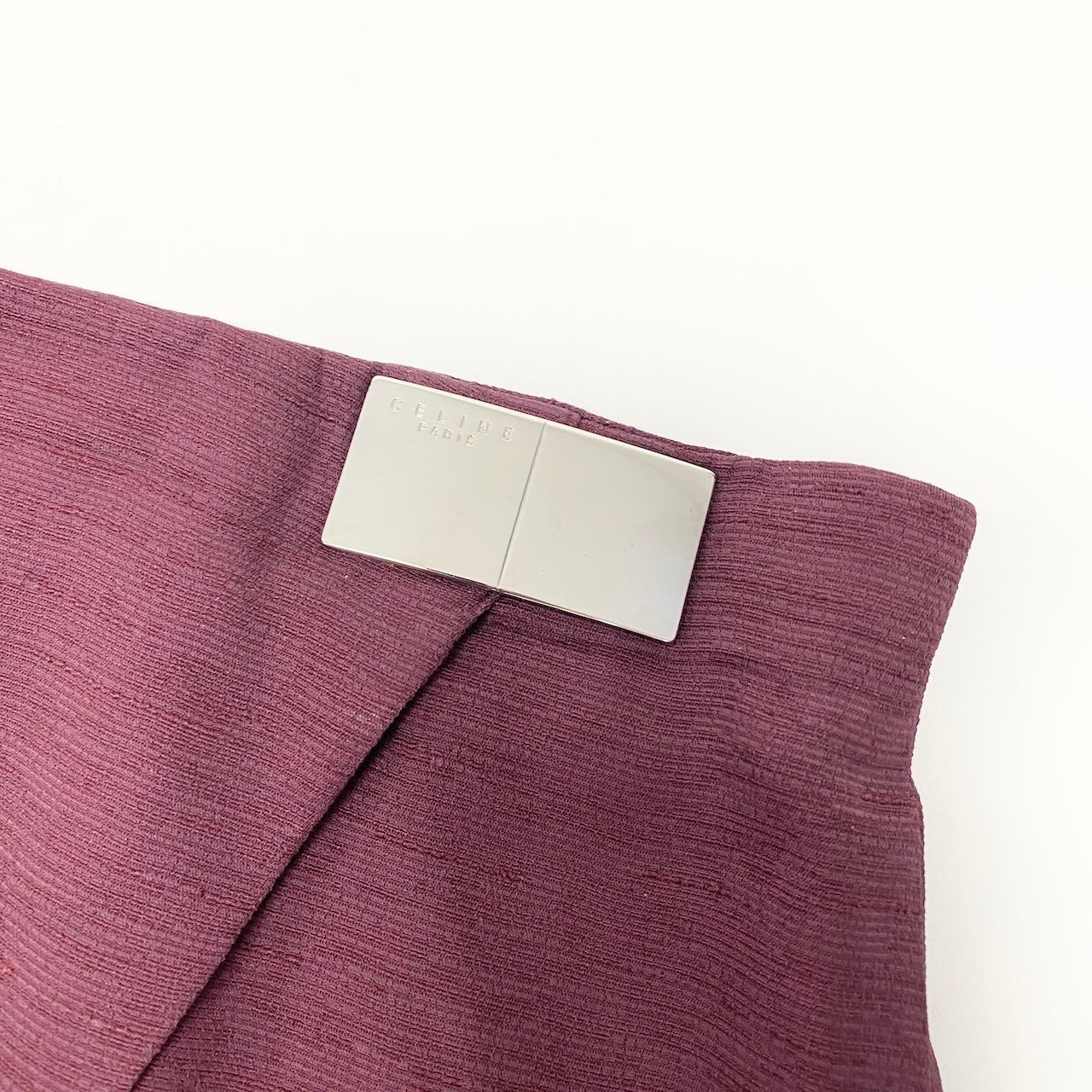e10 CELINE ミディ丈 ラップスカート フランス製 44サイズ バーガンディ レディース 女性用k02i