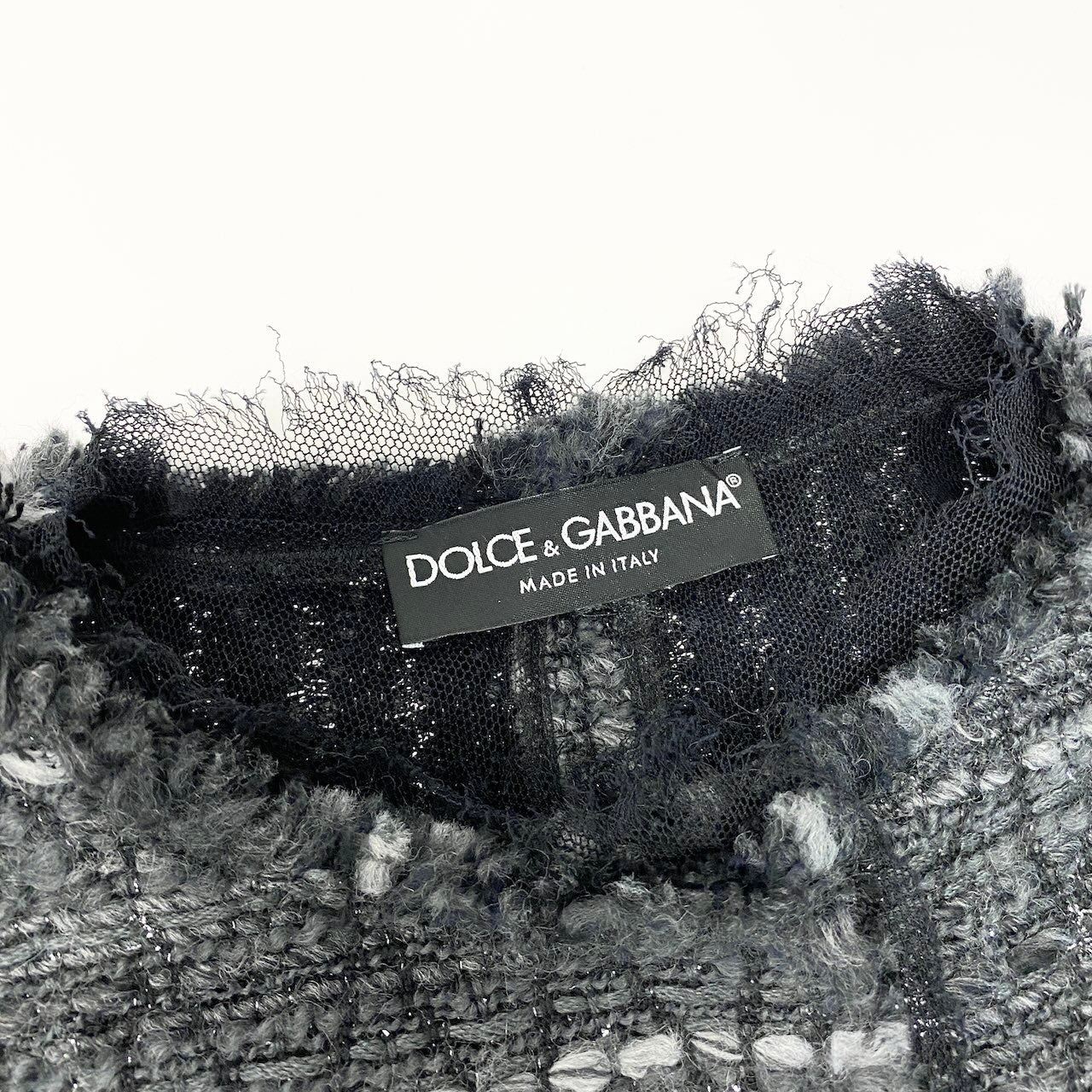 86e1 DOLCE&GABBANA ドルチェアンドガッバーナ ノーカラー ツイードコート ロングコート  イタリア製 サイズ38 グレー系 レディース 女性服u02t