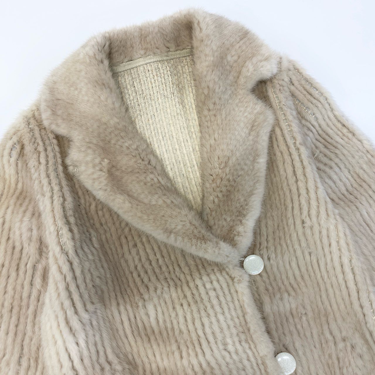 38c3 パールミンク リバーシブル ファーコート サイズF ホワイト 本毛皮 Pearl Mink Fur Coatt18r