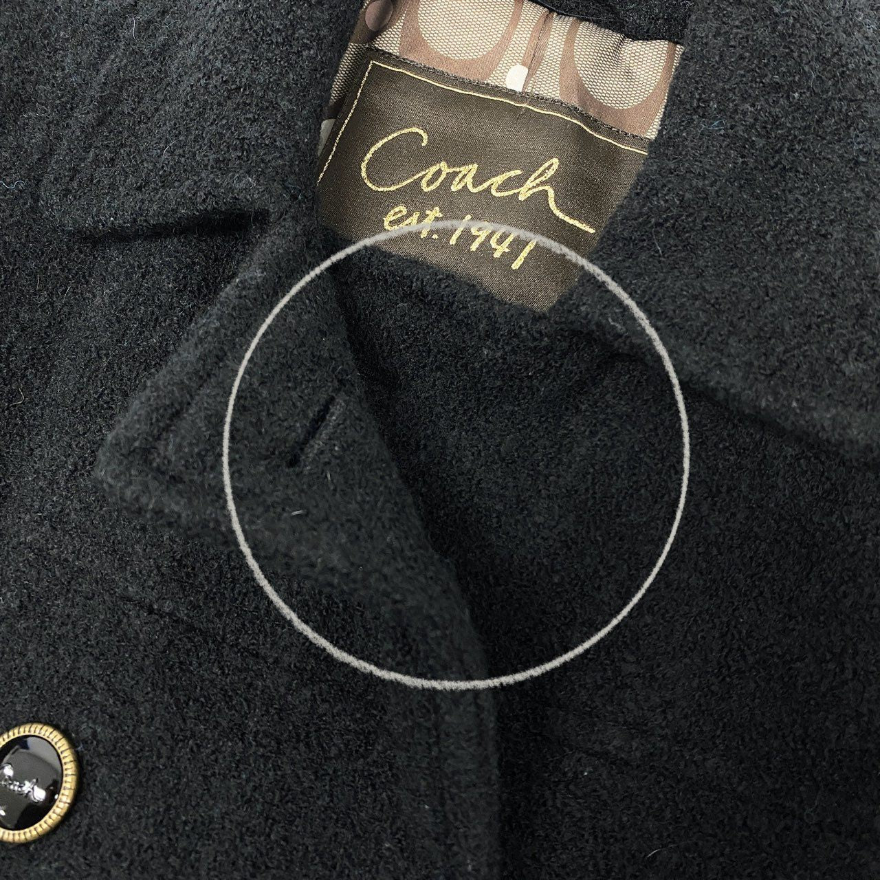 10k11 COACH コーチ ダブルブレスト ジャケット ショート丈 Pコート ウールブレンド 裏地ブランドロゴ ハート柄 レディース 女性用  XS ブラックu02t