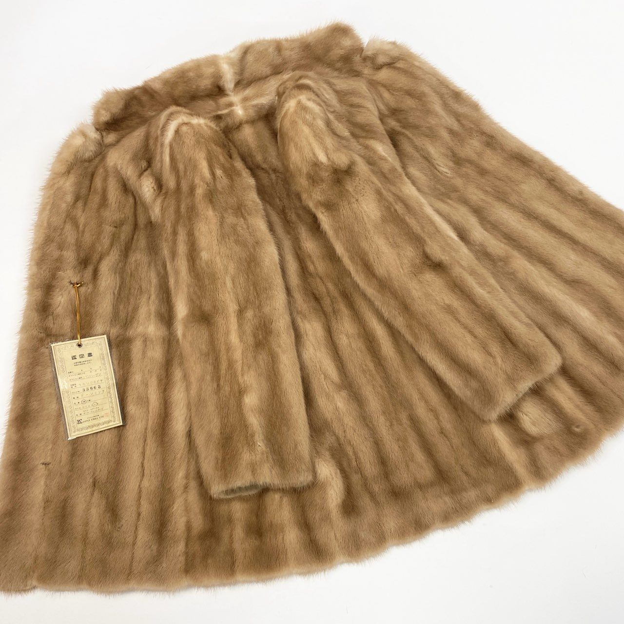43a21 EMBA エンバ パステルミンク ファーコート サイズ11 ベージュ 本毛皮 Pastel Mink Fur Coatt18r