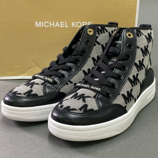 4e26 《未使用品》定価￥44.000 MICHAEL KORS マイケルコース SHEA MID HIGH TOP ハイトップスニーカー 7M ブラック シューズ 箱付き