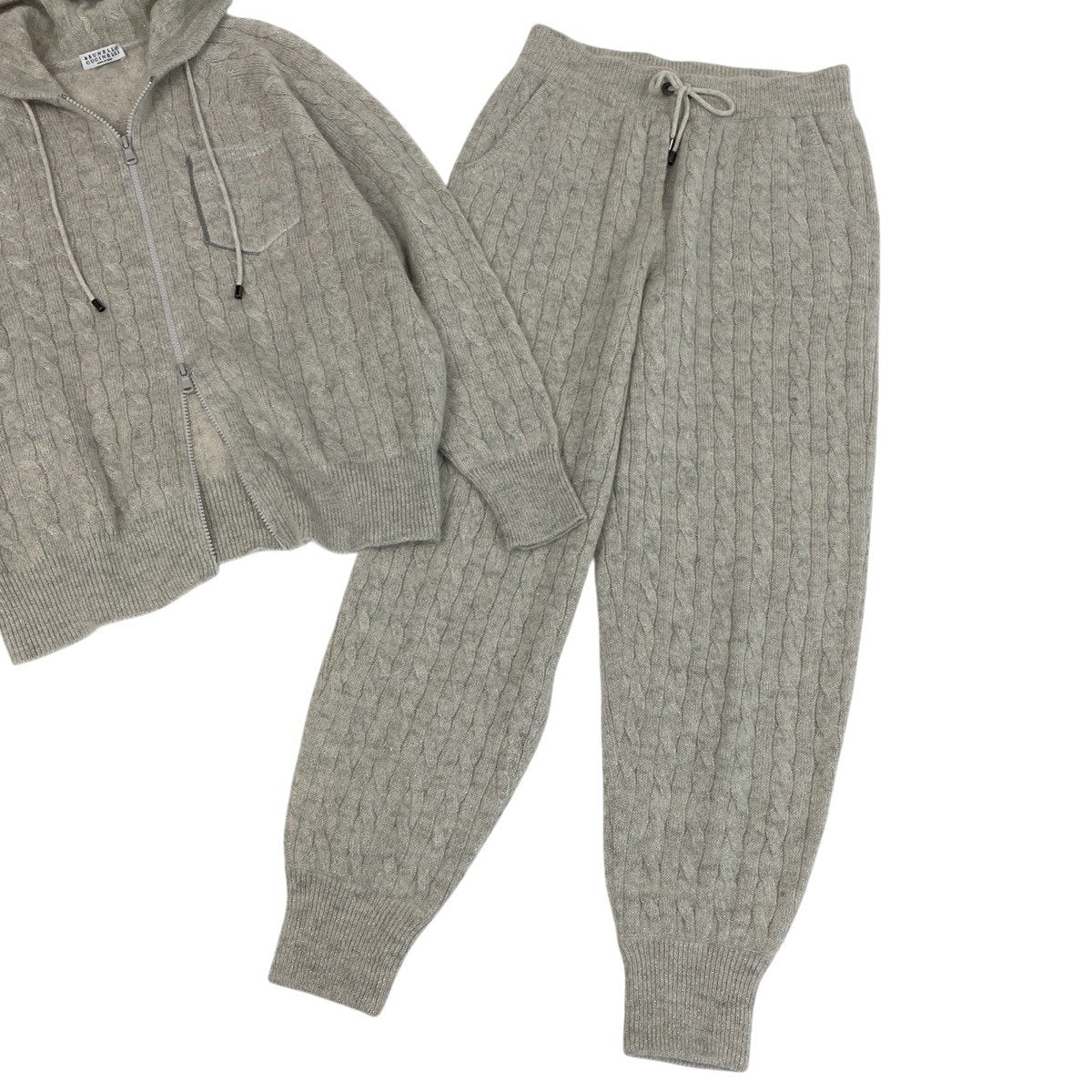 6g2 《美品》 BRUNELLO CUCINELLI ブルネロクチネリ モヘア ラメニット セットアップ パーカー サイズXS ホワイトグレーt18r