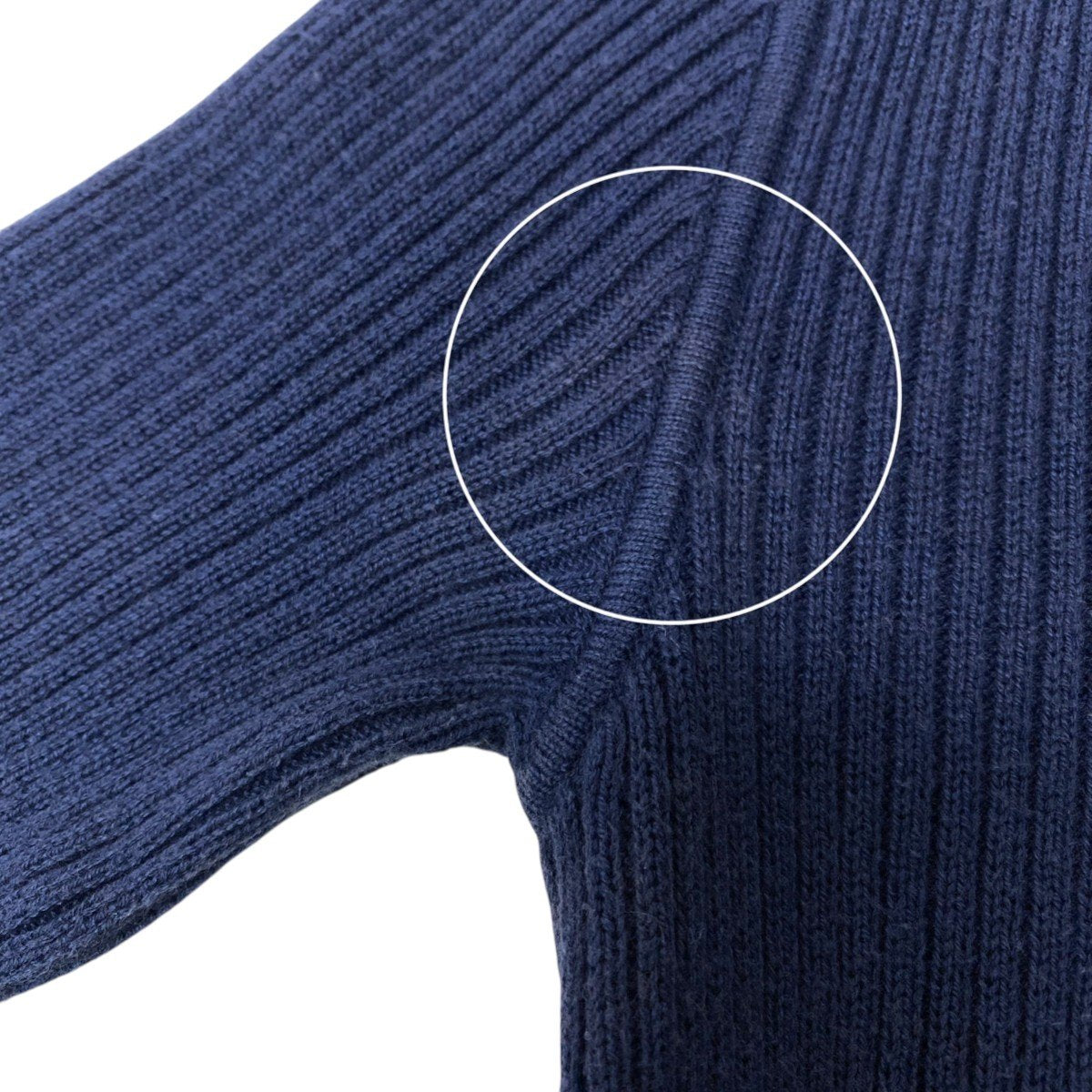 91h3 Christian Dior クリスチャンディオール ロゴ刺繍 リブニット ショートスリーブ ニットセーター ネイビー レディース 女性用o07t