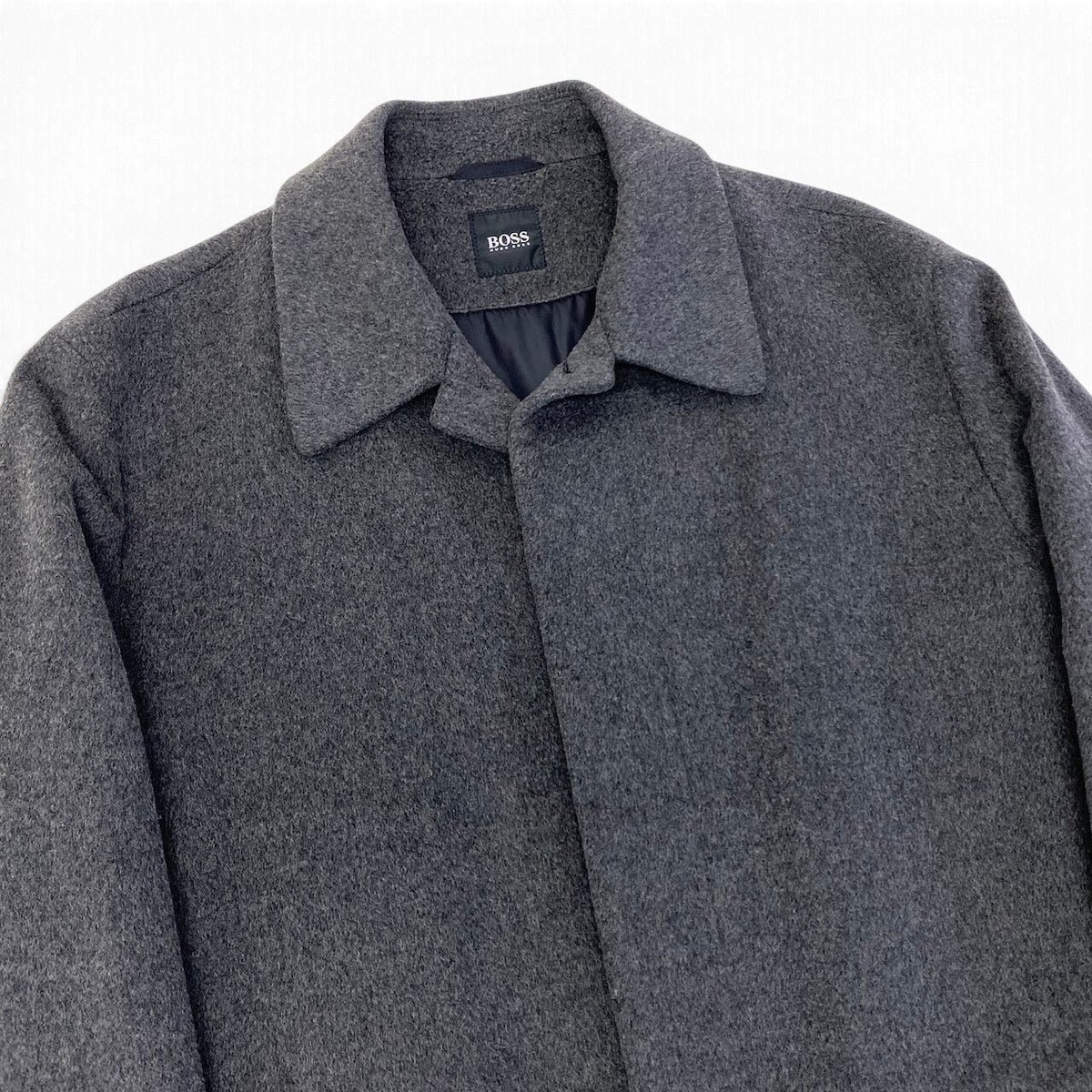 19i26 HUGO BOSS ヒューゴボス ウールジャケット ステンカラーコート カシミヤ混 グレー メンズ 男性用u02t