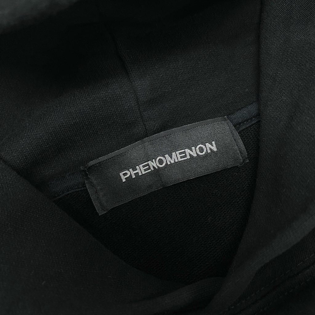 63a12 PHENOMENON フェノメノン スウェットパーカー フーデット プルオーバー フロントプリント 長袖 メンズ PH-011 XL ブラック コットン100％o07t