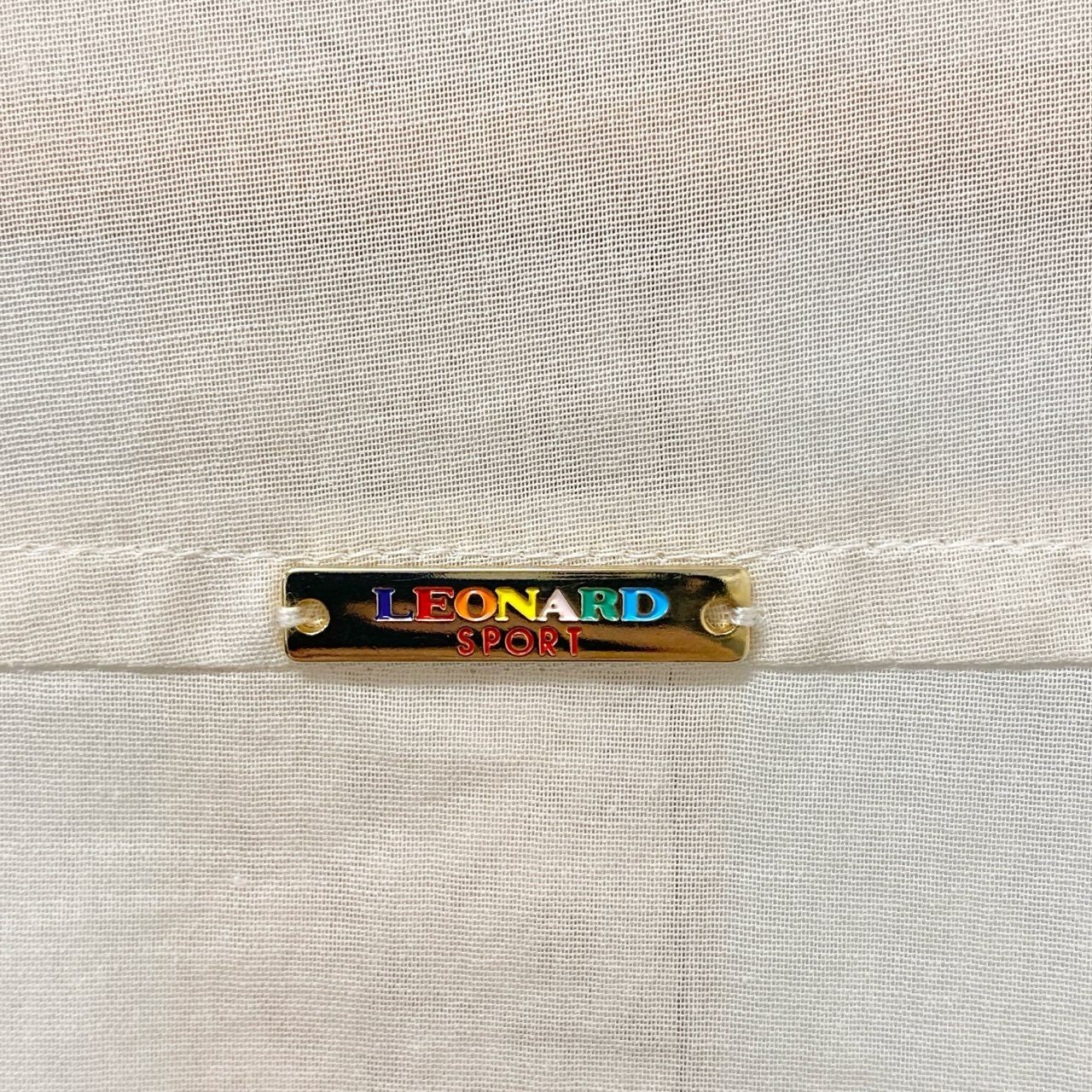 59b17 LEONARD レオナール 九分袖シャツ シャツブラウス シースルー 美しい花柄プリント 0595283 42サイズ ベージュ コットン100％ レディース 女性用u02t