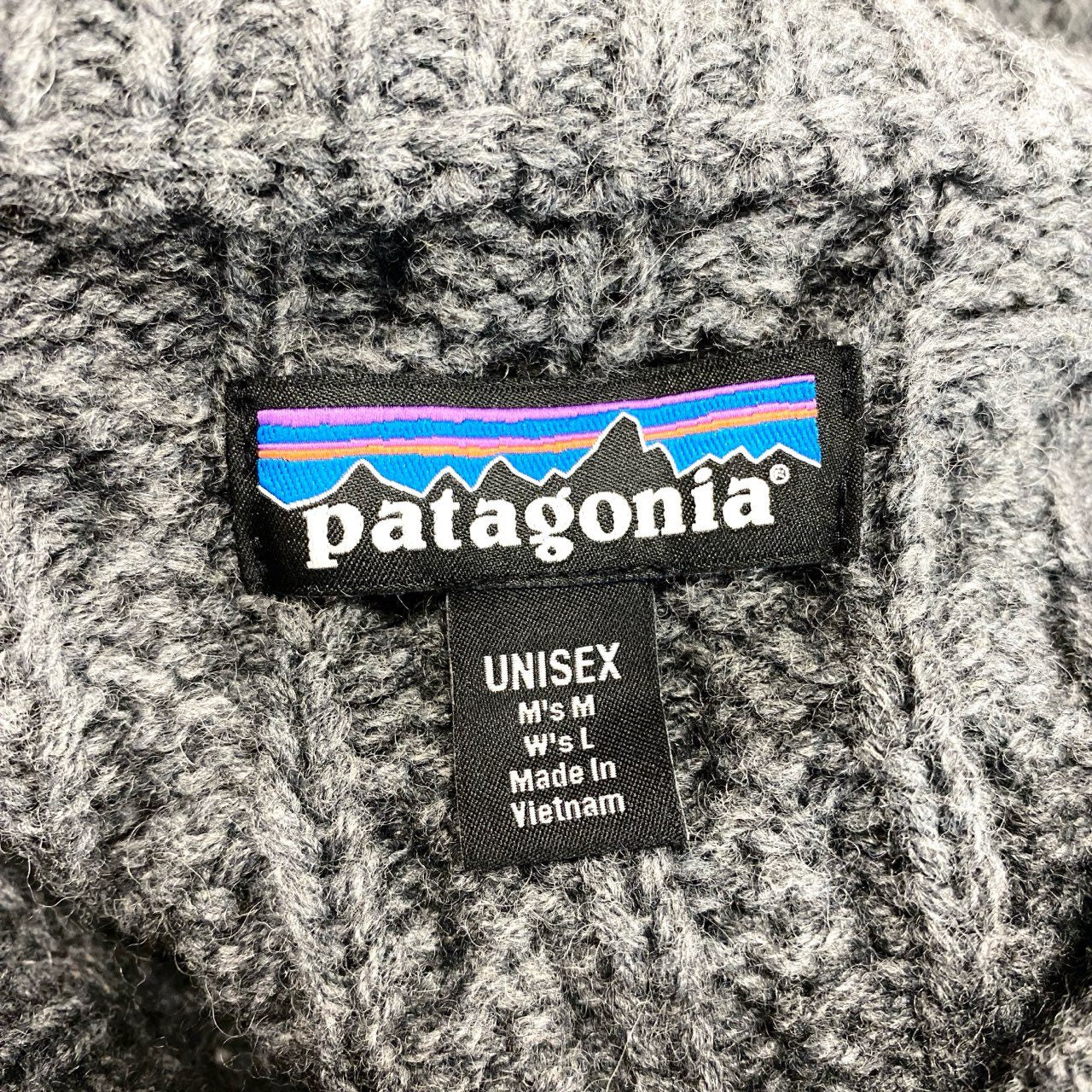 31c16 Patagonia パタゴニア ケーブルニット リサイクルウールブレンドニットセーター トップス M～Lサイズ グレー ユニセックス メンズ レディースo07t
