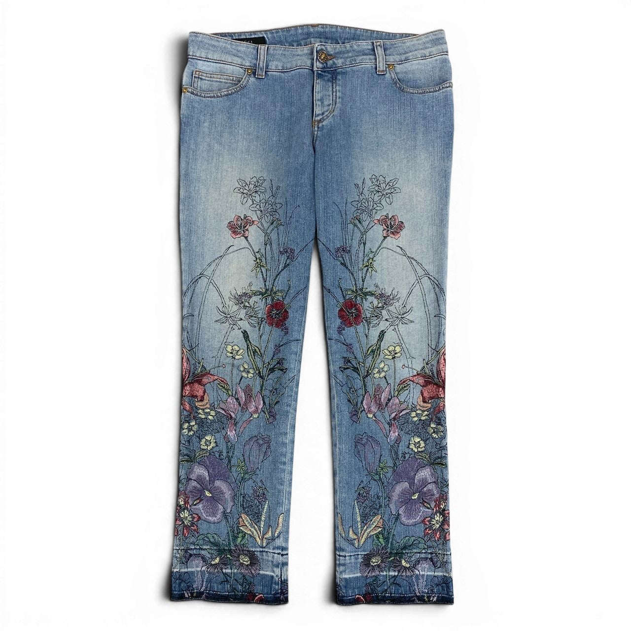 Ie7 GUCCI グッチ トムフォード期 花柄刺繍 デニムパンツ Tom Ford Floral Embroidery Denim Pants サイズ42 インディゴブルーt18r