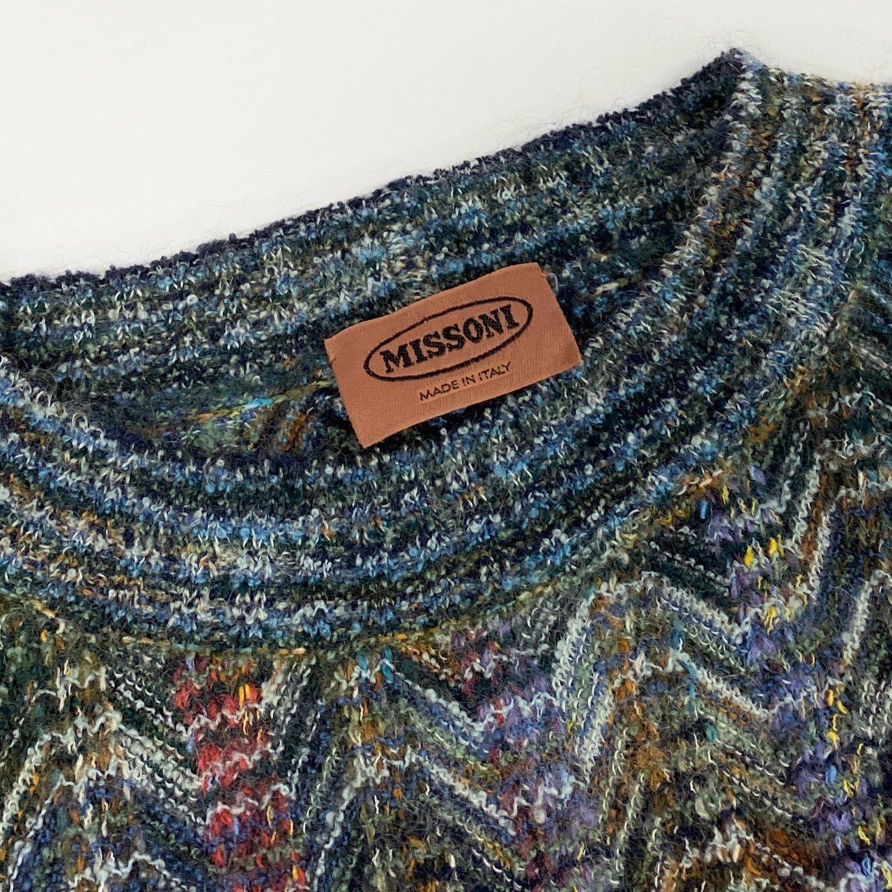8j10 《美品》MISSONI ミッソーニ ミックスニット ニットセーター ロングスリーブ 72サイズ マルチカラー メンズu02t
